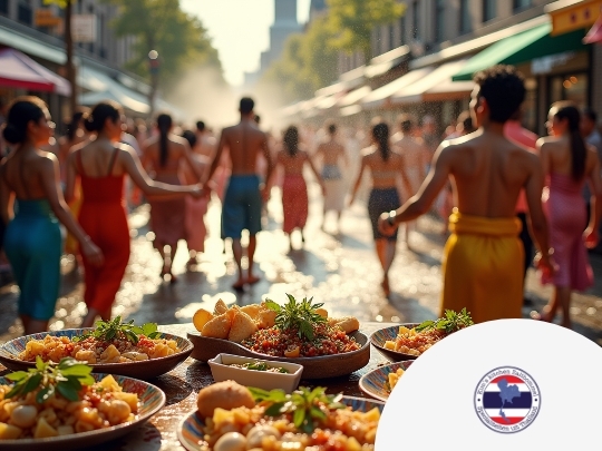 Thai'se straat met kleurvol gekleedde mensen